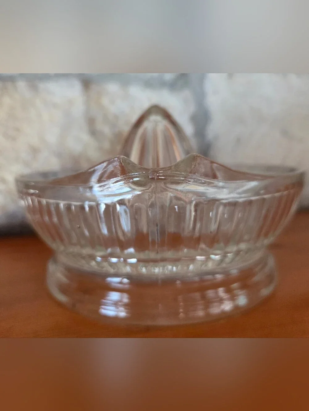 Vintage Anchor Hocking Clear Glass Juicer Reamer Ribbed Bowl & Handle